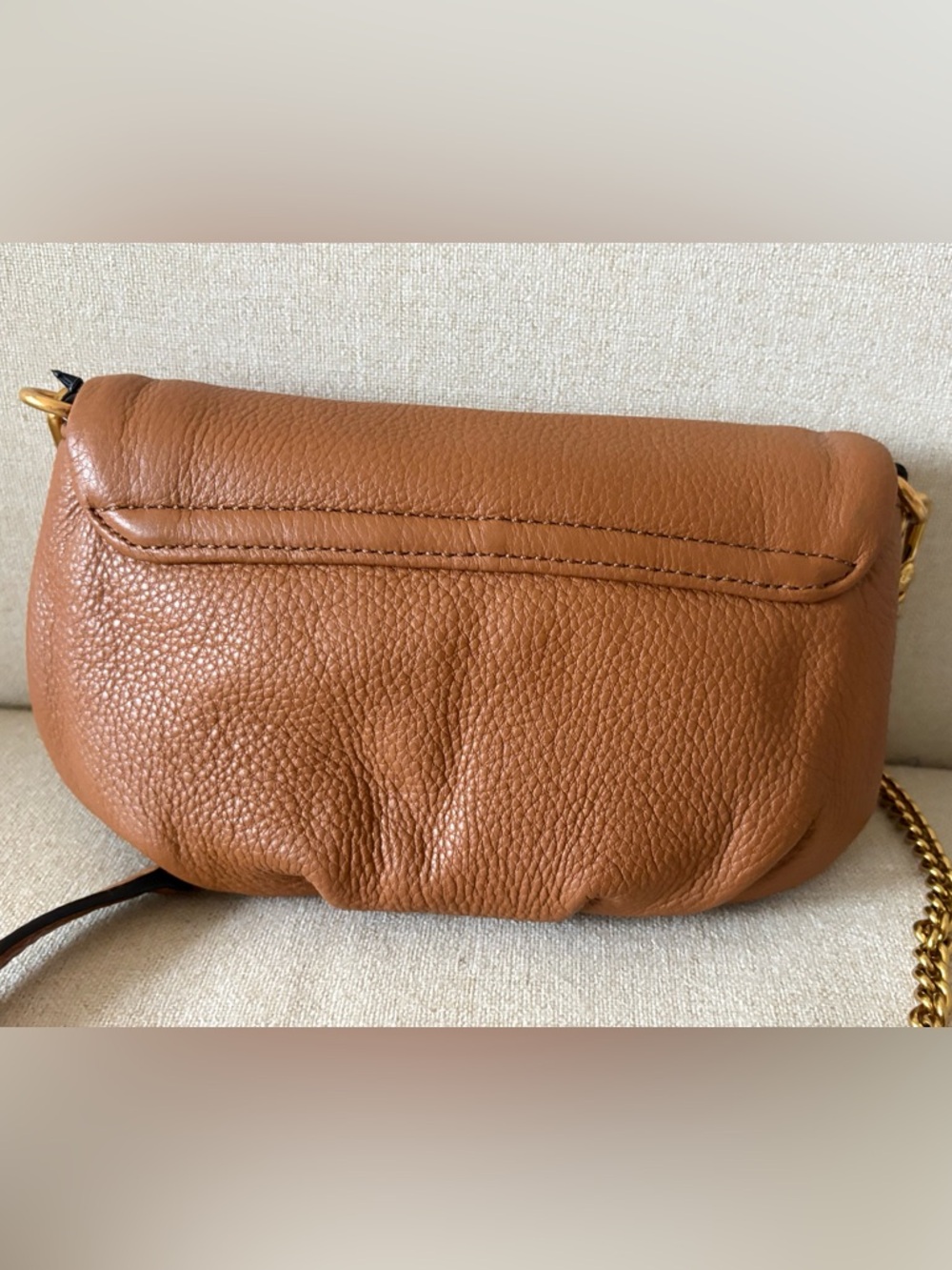 Marc by Marc Jacobs Cognac Leather Crossbody Bag with Gold Plaque - Picture 5 of 8